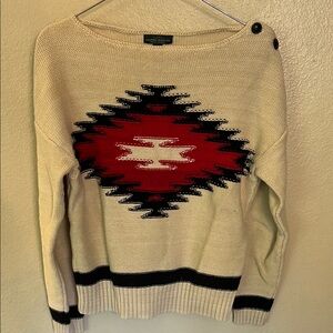 Lauren Jeans Co. Ralph Lauren Aztec Boat Neck Sweater w/ Buttons S